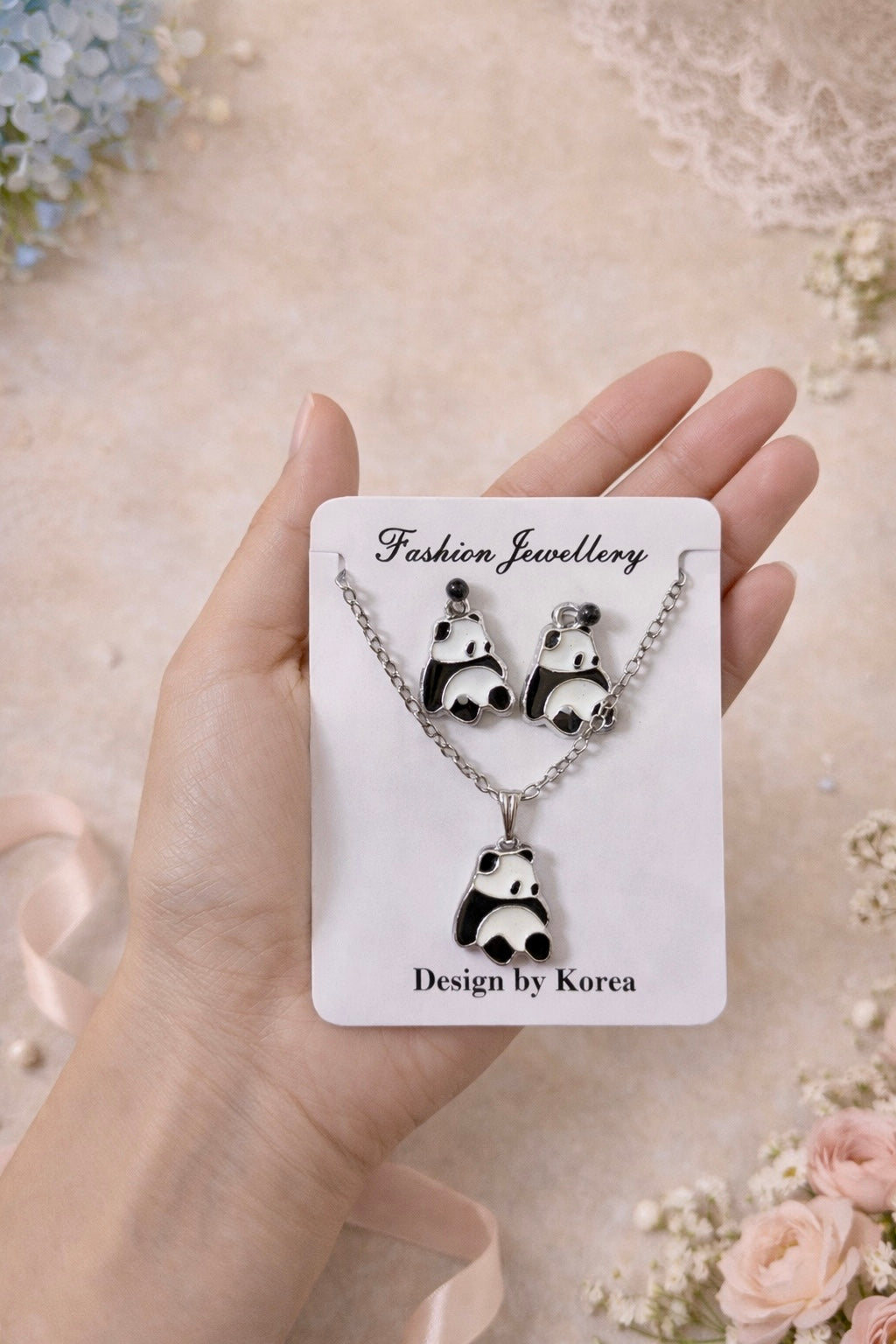 Panda Chain & Earrings Combo