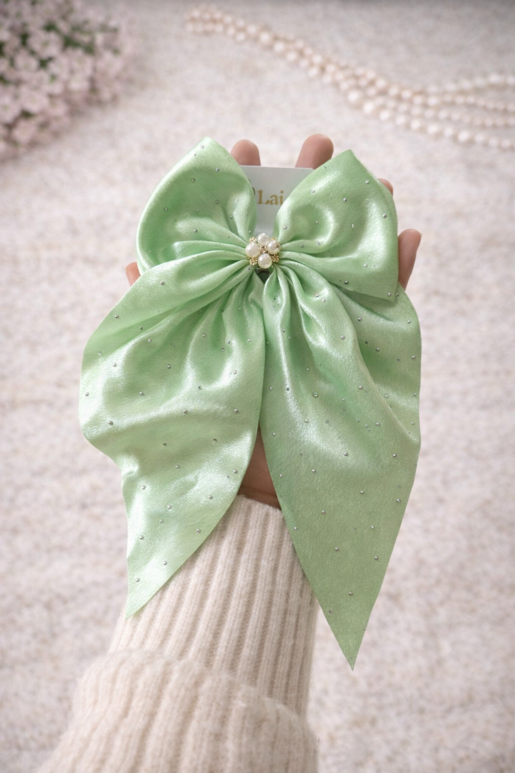 Glossy Satin Korean Bow Clips