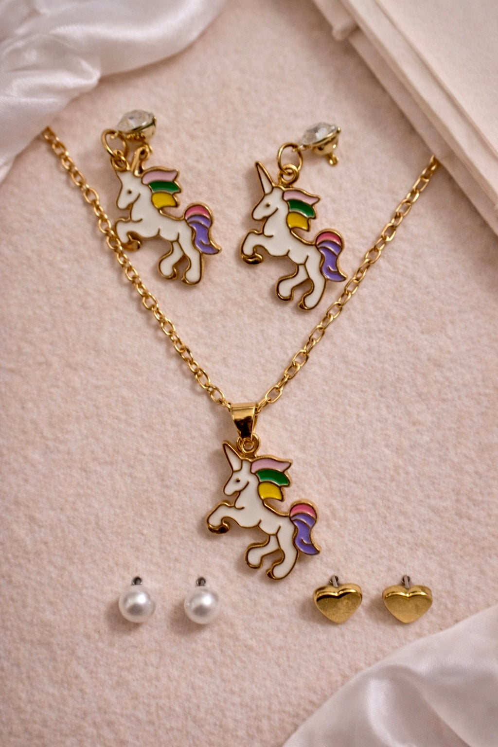 Premium Unicorn Combo Set (1 Chain + Pendant, 3 Earrings)