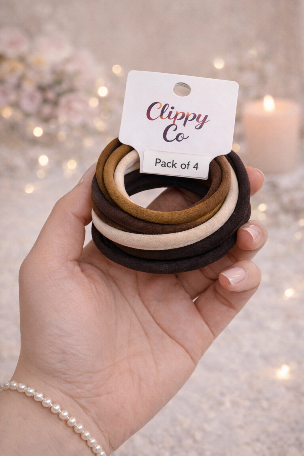 Hair Ties Nude Assorted - Pack of 4
