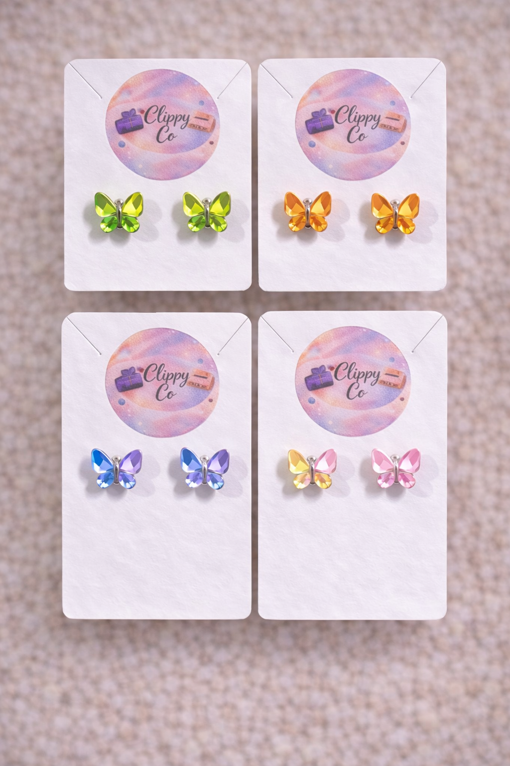 Mini Crystal Butterfly Studs - Assorted - 1 Pair