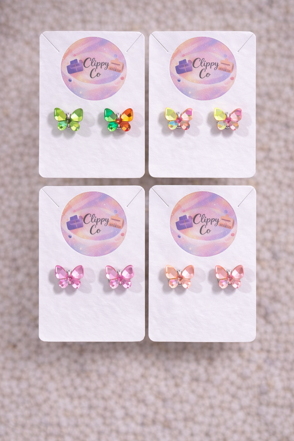 Mini Crystal Butterfly Studs - Assorted - 1 Pair