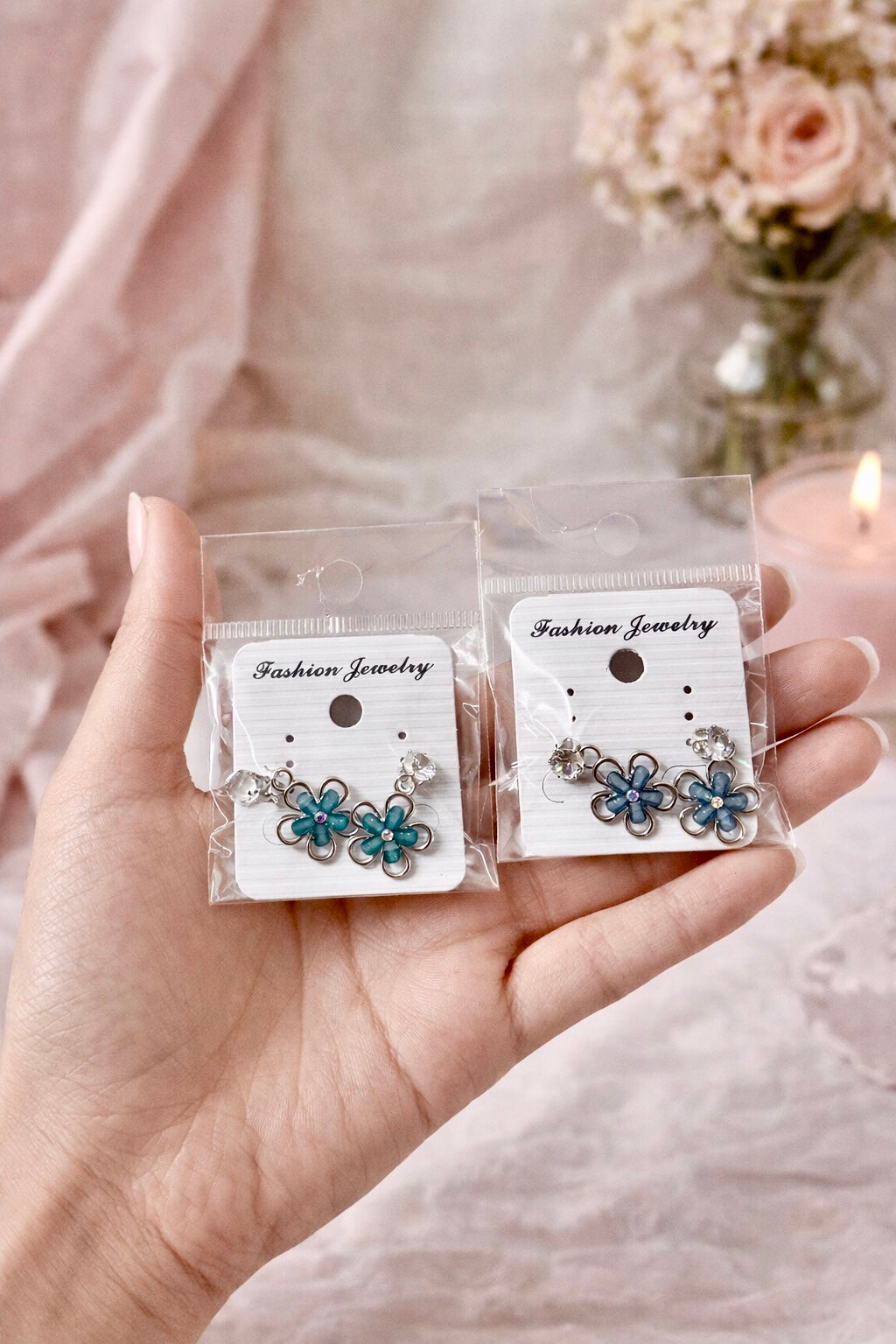 Trendy Floral Stone Studs