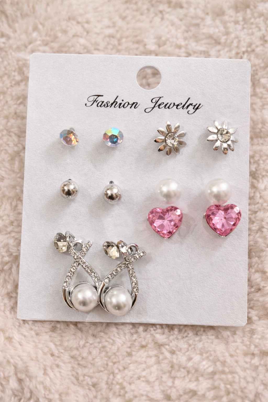 Assorted Premium Earrings, Pack of 5 Pairs (1 card)