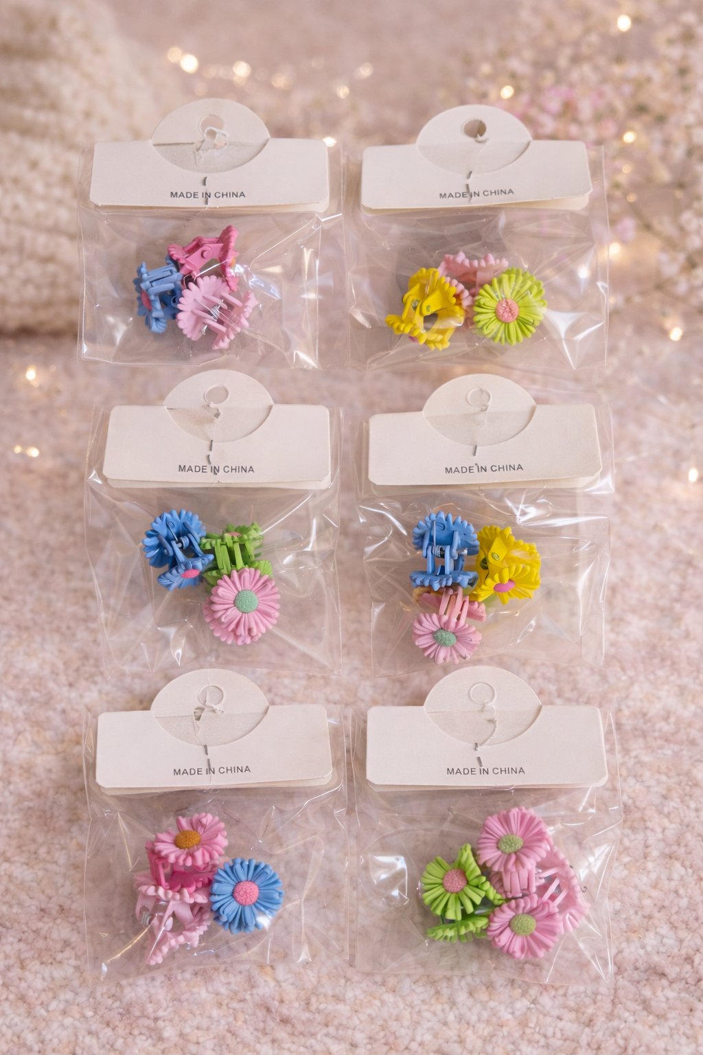 Assorted Flowers Mini Claw Clips - (3 pcs) Pack of 1