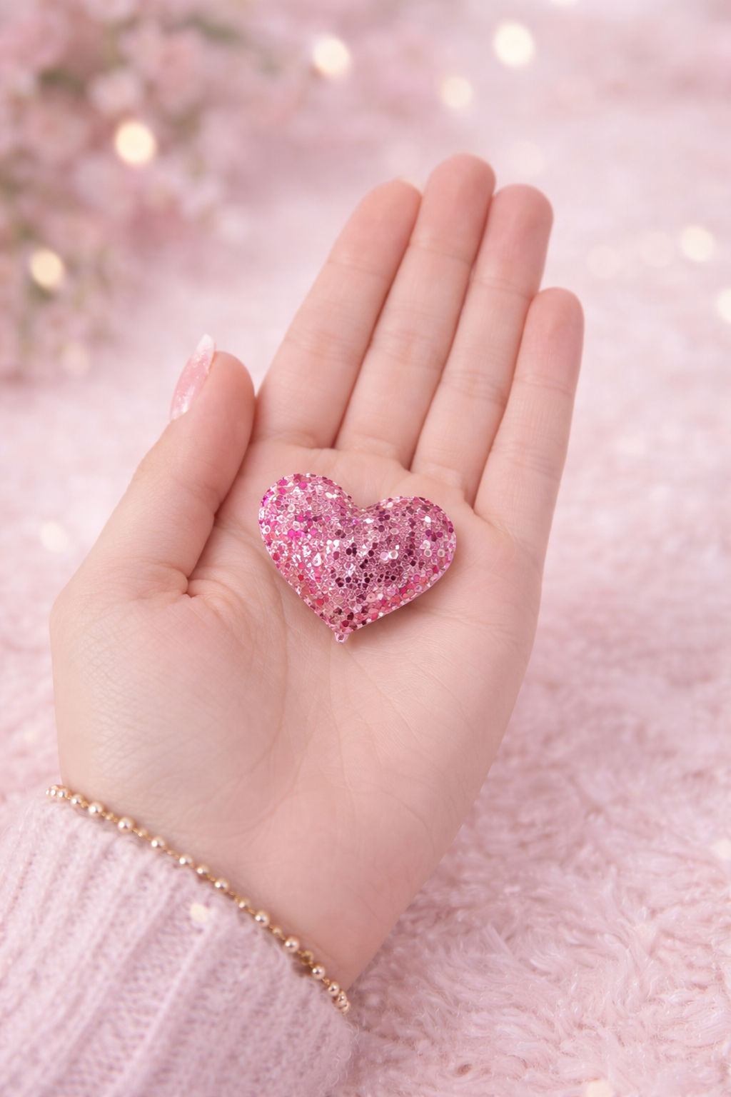 Glittery Heart Tick Tick Hair Pins