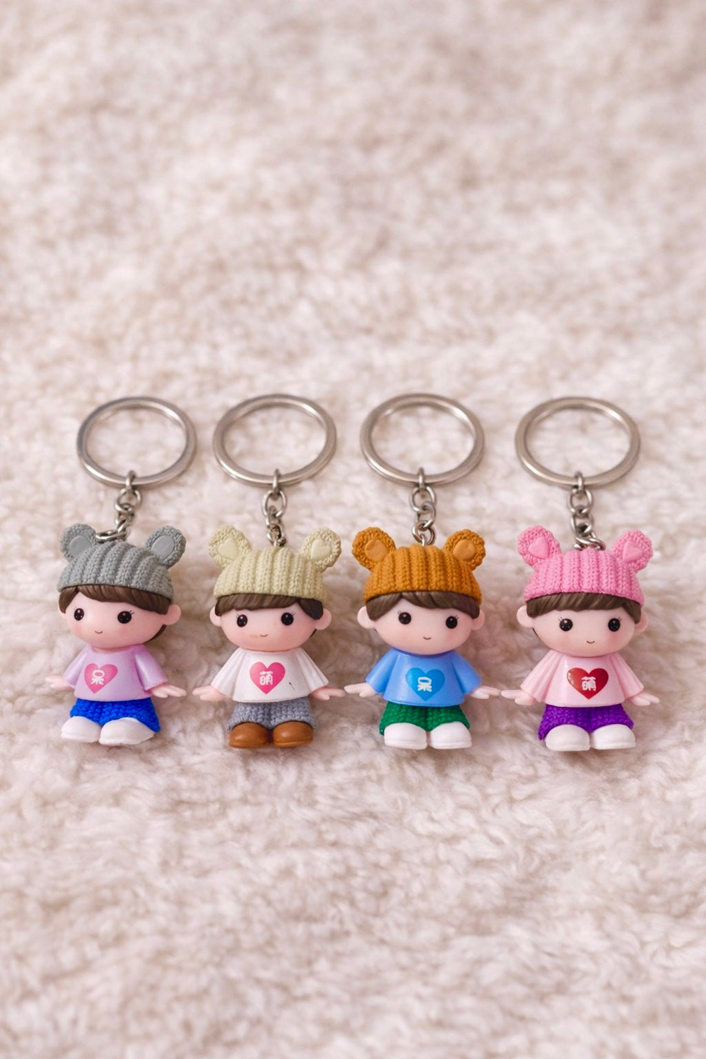 Premium Korean Girl Ceramic Keychain - 1 pc Random Color