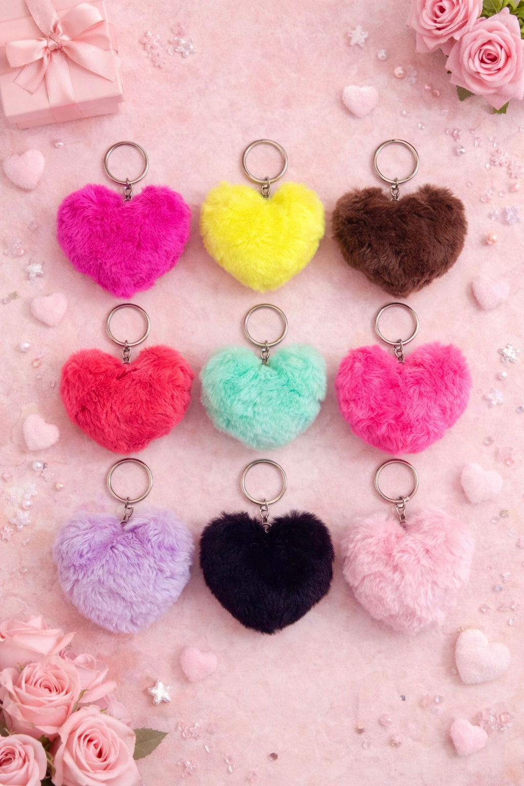 Assorted Heart Plushie Keychains
