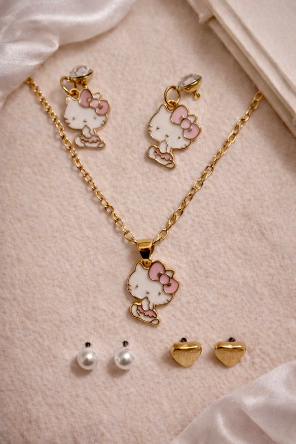 Hello Kitty Chain, Pendant and 2 Studs Combo Card