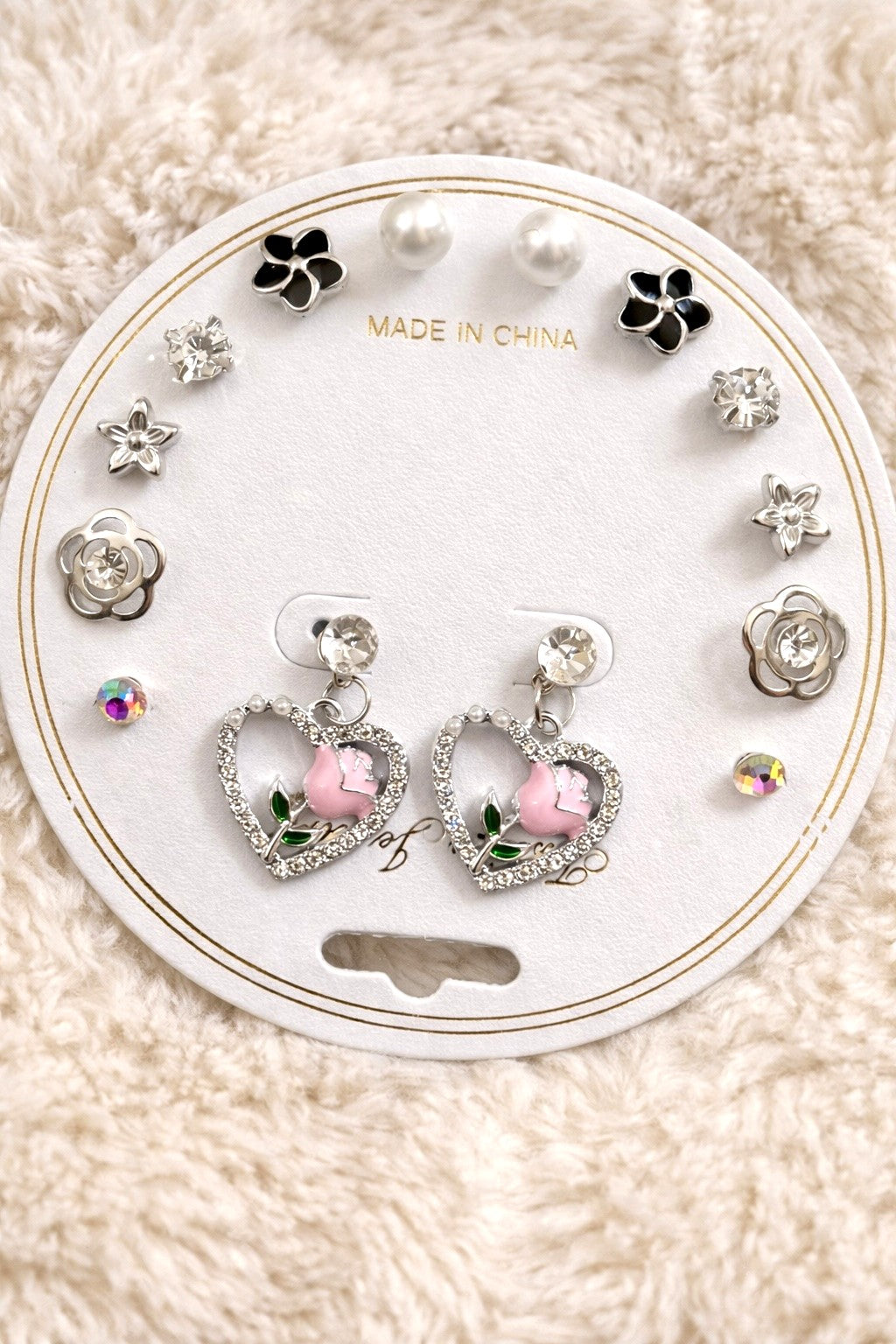 Assorted Premium Earrings, Pack of 7 Pairs (1 Card)