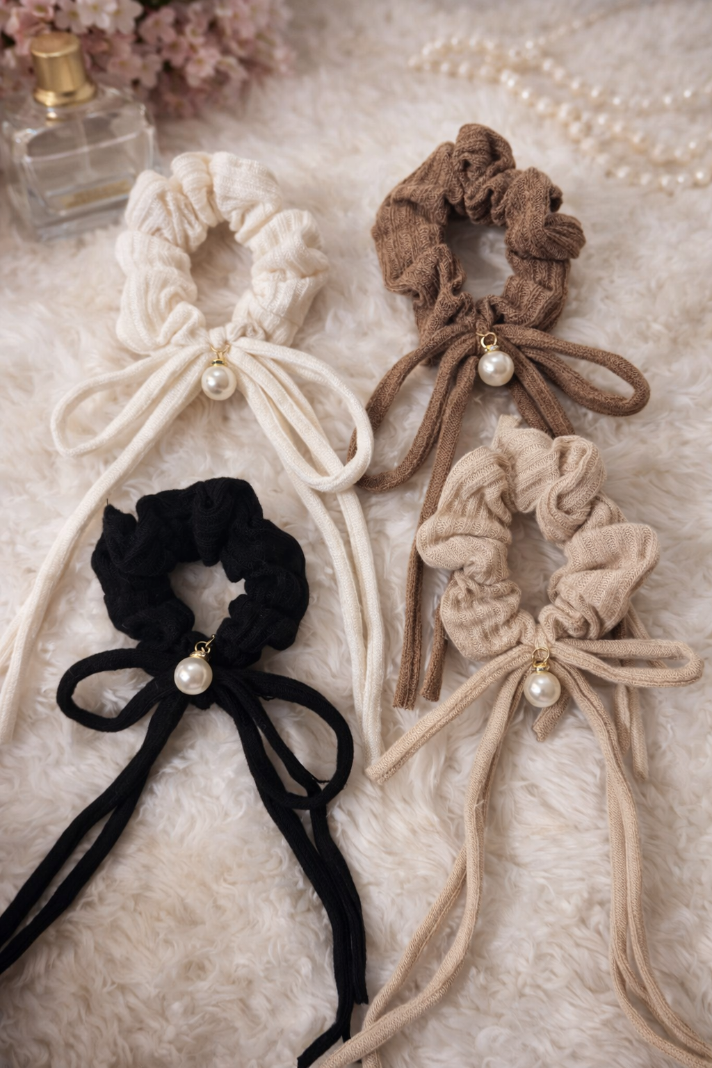 Korean Premium Studded Tail Bow Scrunchies