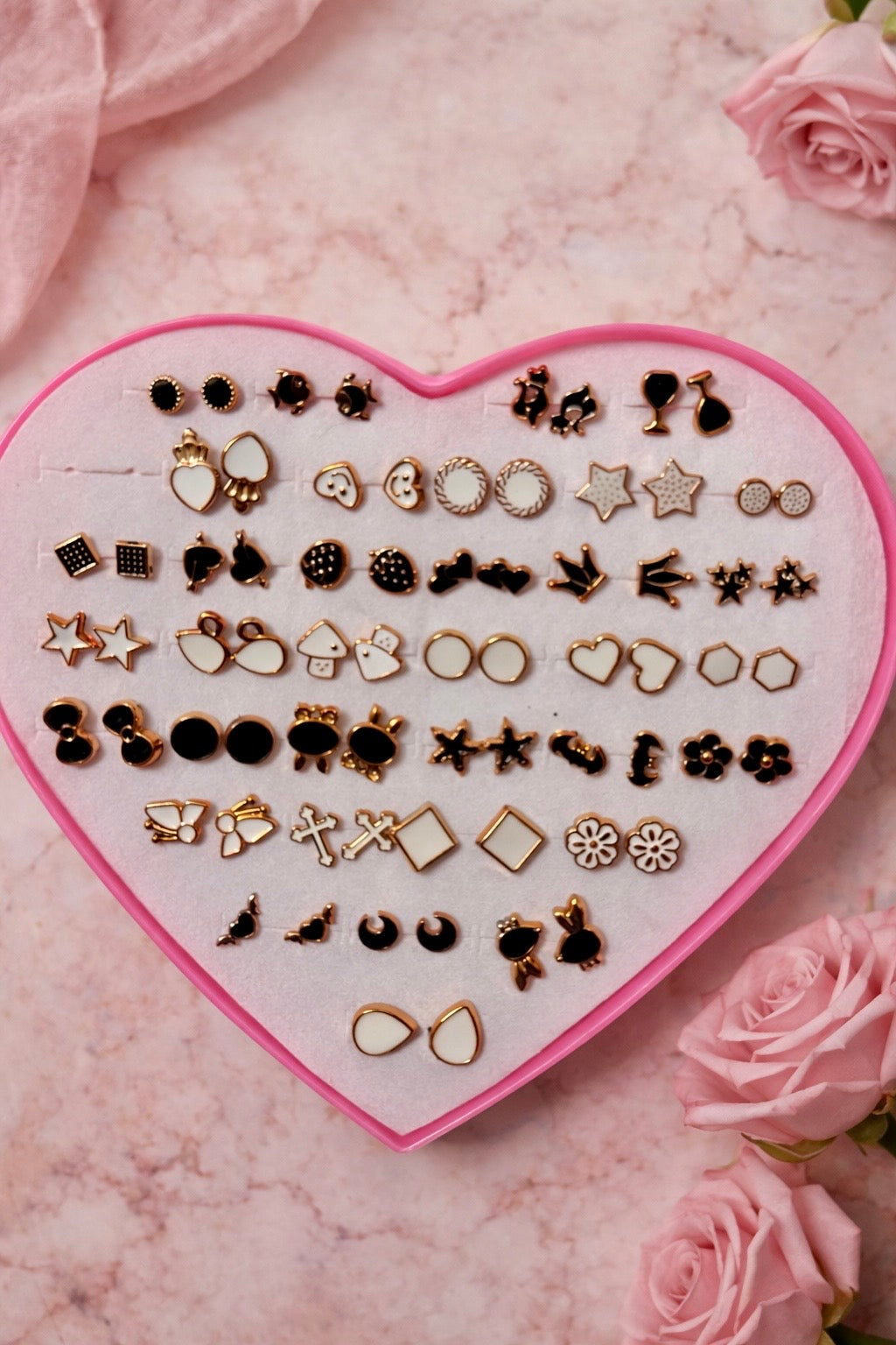 Black and White Enamel Studs - Set of 36 Pairs