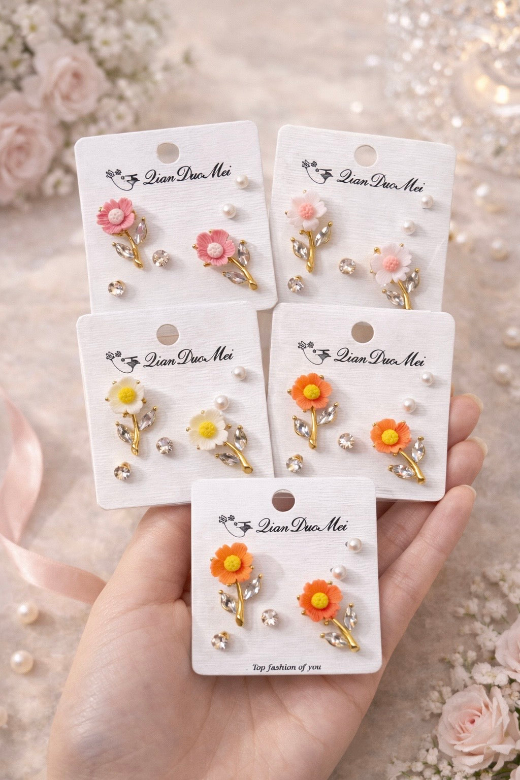 Stem Flower Studs - (with 2 Mini Studs)