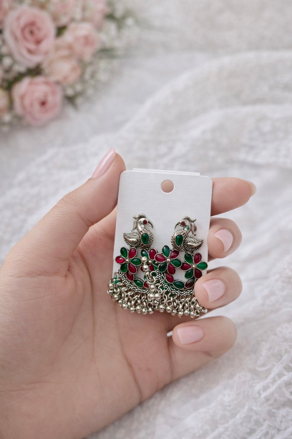 Peacock Stone Jhumka