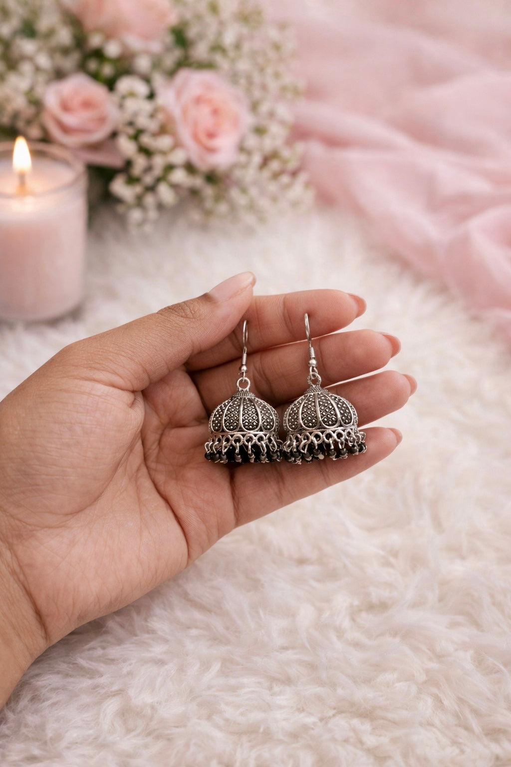 Oxidised Black Metal Jhumka