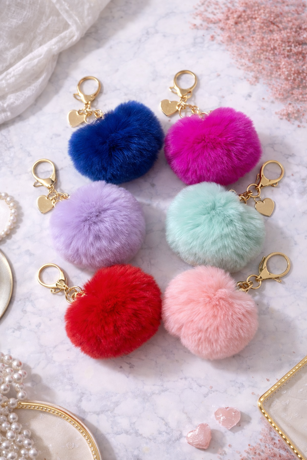Premium Round Plush Ball Keychain