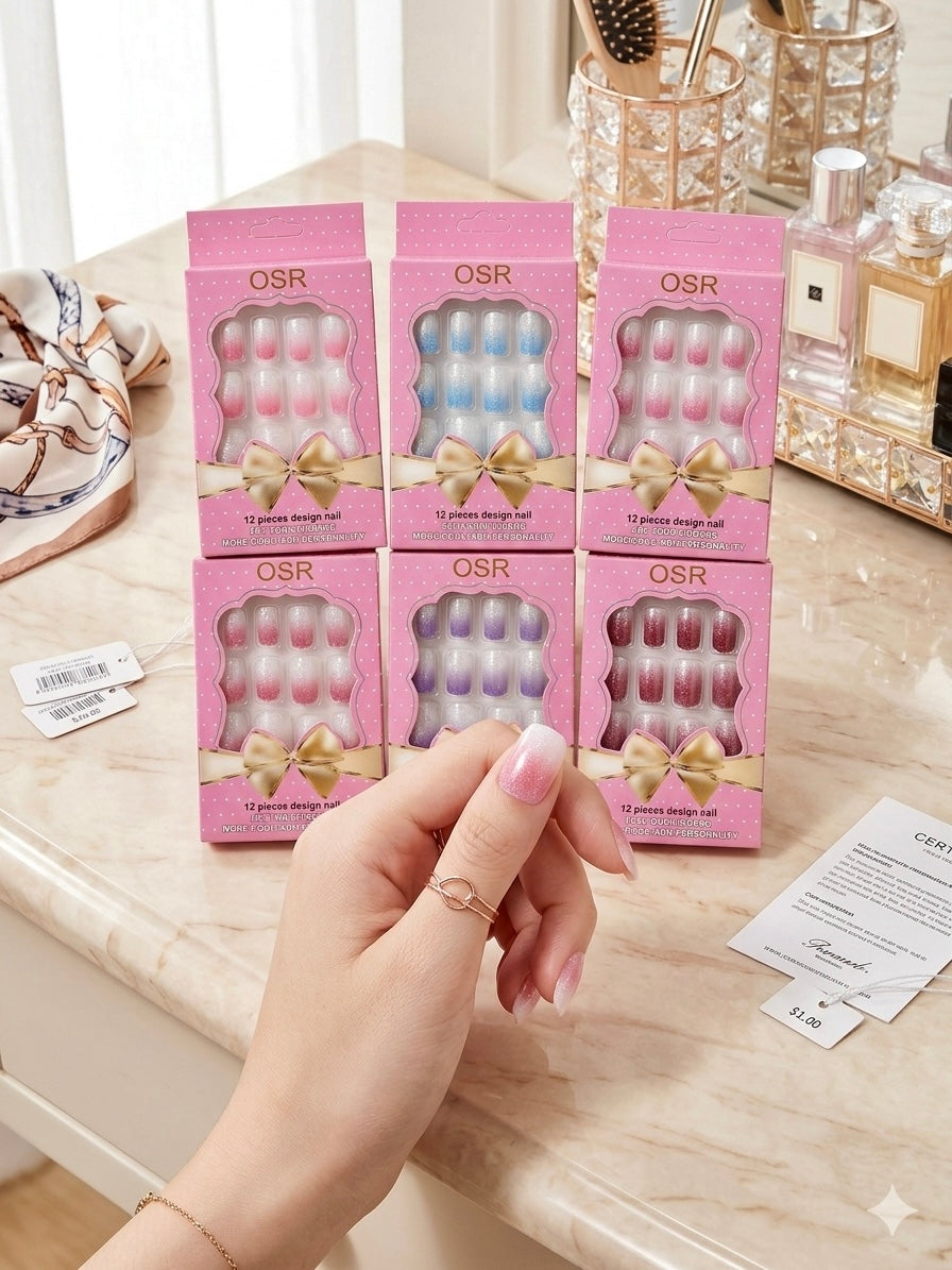 Glittery False Press-On Nails (With Stick on Adhesives)