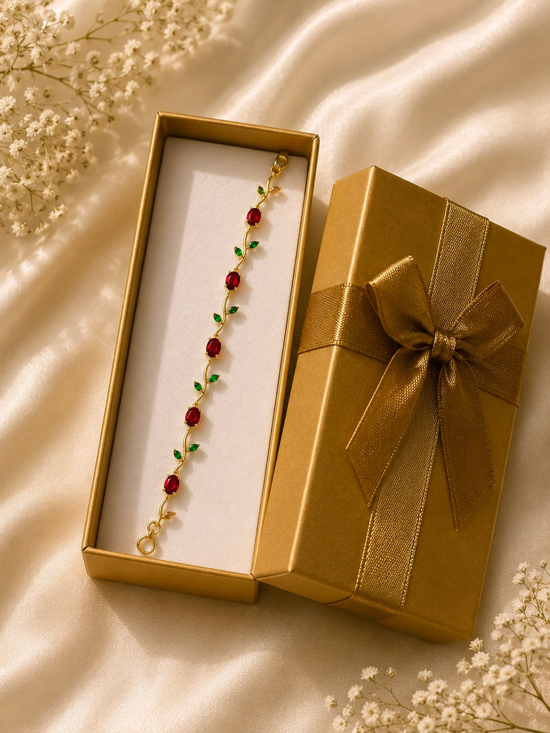 Korean Anti-Tarnish Tulip Bracelet - Ruby Blossom