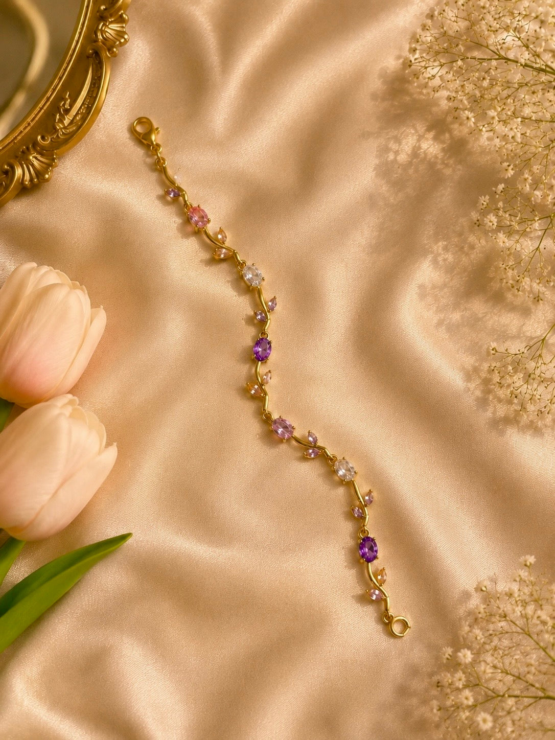 Korean Anti-Tarnish Tulip Bracelet - Lavender Blossom