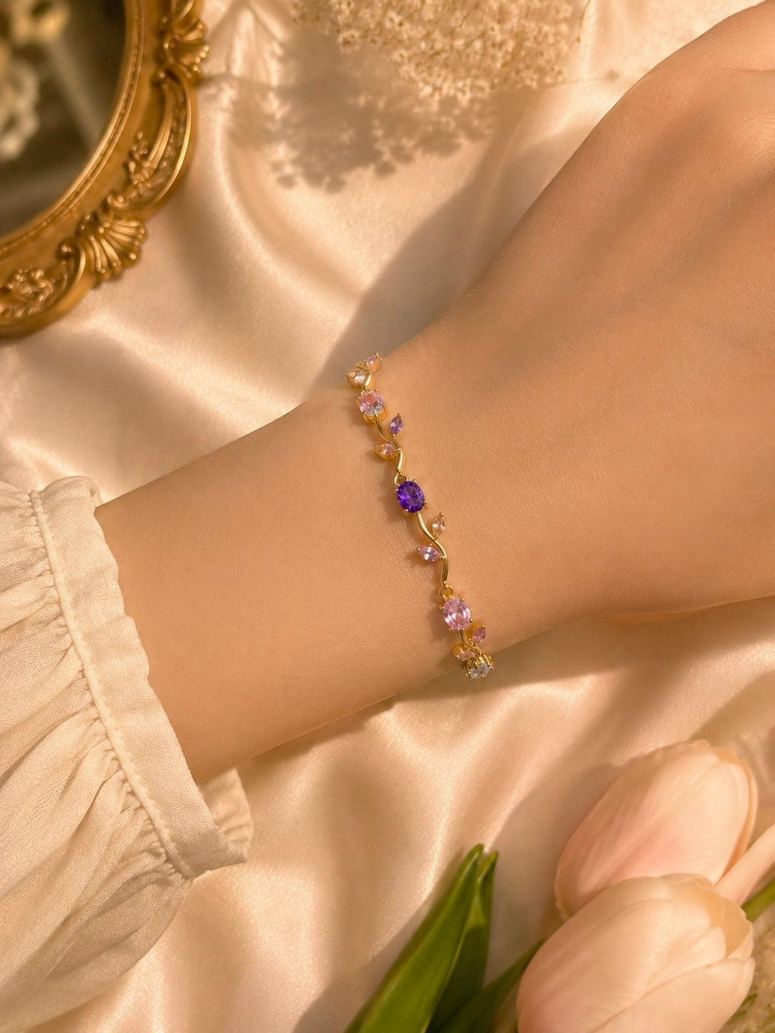 Korean Anti-Tarnish Tulip Bracelet - Lavender Blossom