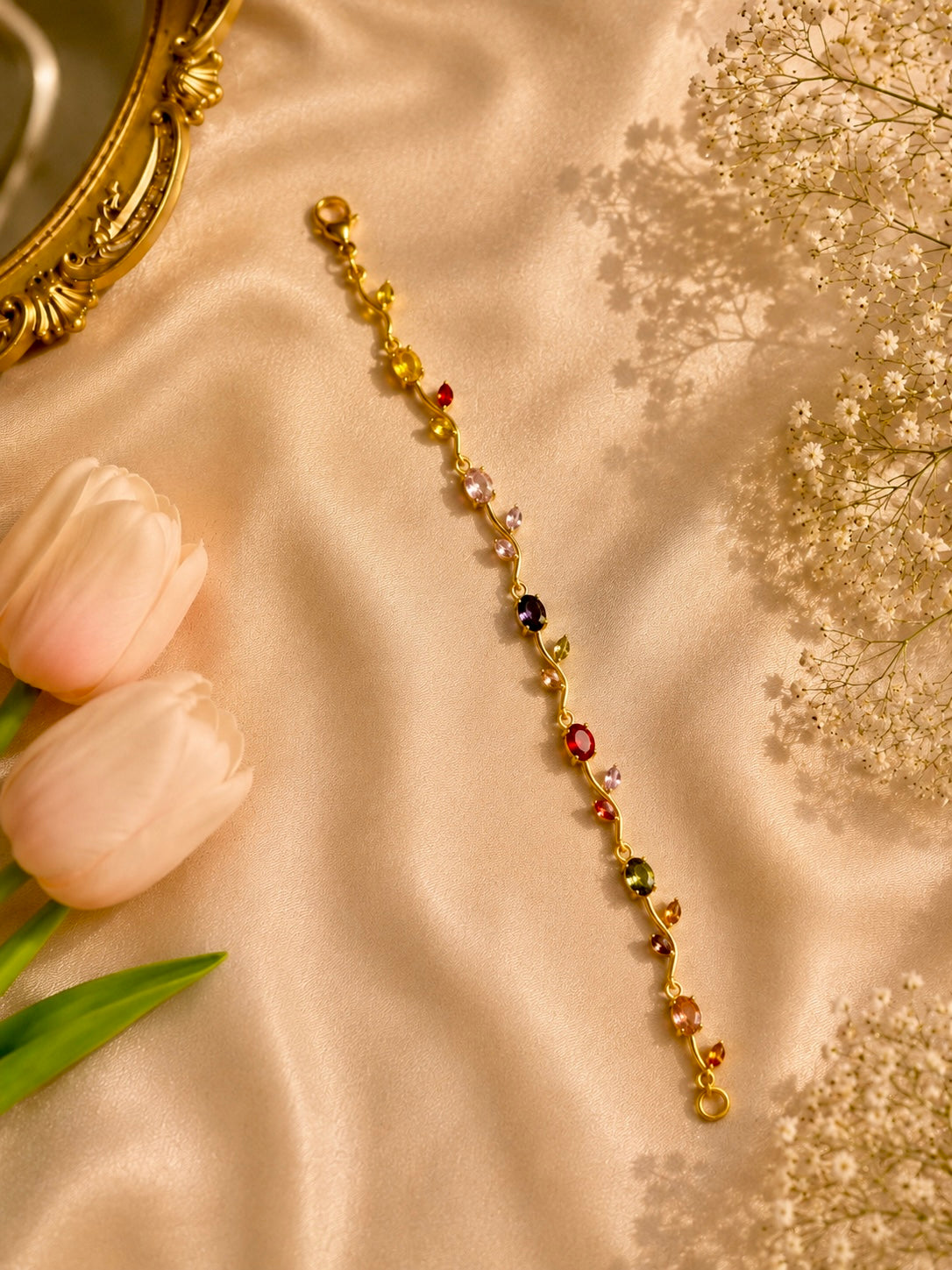 Korean Anti-Tarnish Tulip Bracelet - Rainbow Blossom